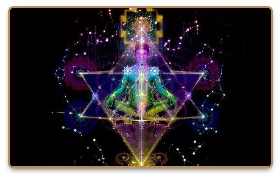 Meditating woman in a Merkabah symbol