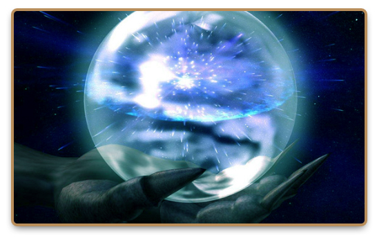 Bola de energía psicoquinética o bola psi con luz azul brillante