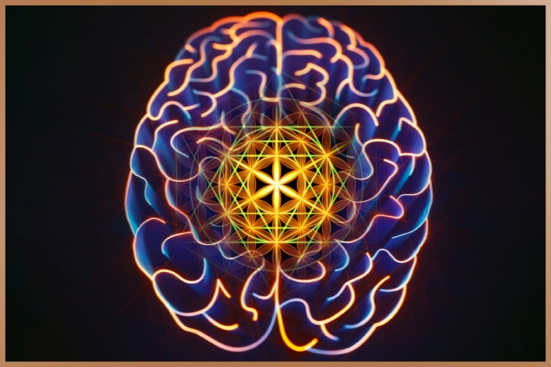 Brain with a merkabah symbol
