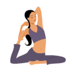 Smiling stretching woman in a yoga pose