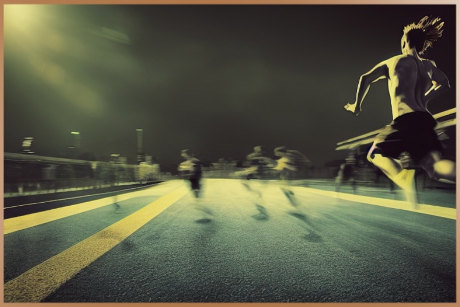 Athletes running in a running track