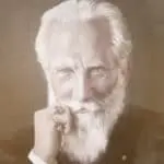 Portrait of Charles Webster Leadbeater, British theosophist and author, with white hair and a thoughtful expression.